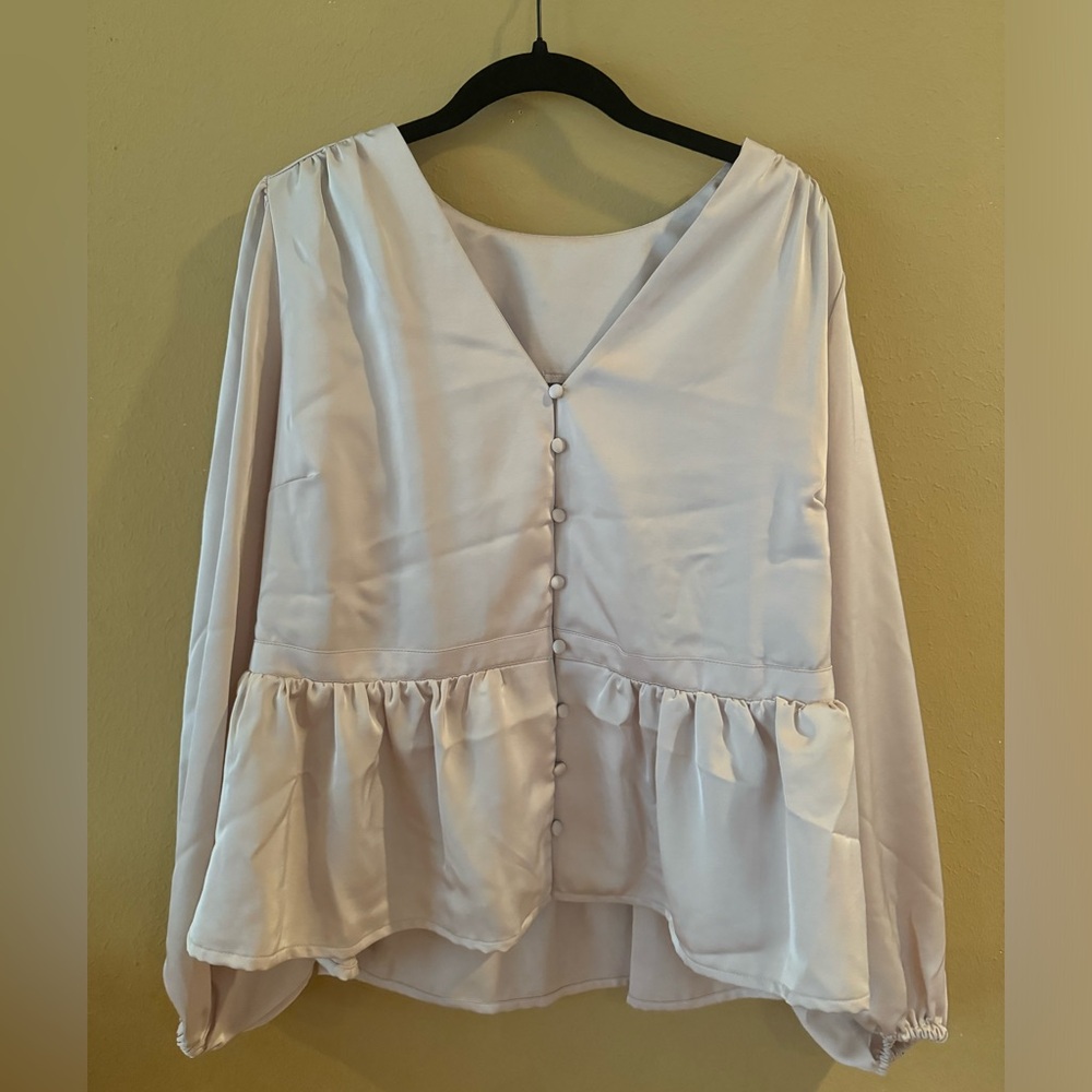 Baby Pink Satin Peplum Top